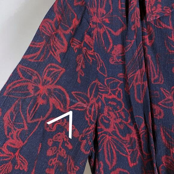 Jason Wu Print Midi Shirt Dress Blue Red Tie Neck Button Front Long Sleeve Sz 4 - Picture 8 of 13